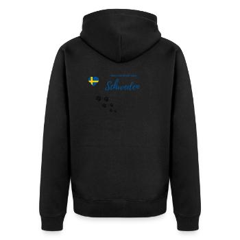 Mein Hund will nach Schweden - Unisex Premium Bio Zip Hoodie - Schwarz - Hinten - Nico (187cm)