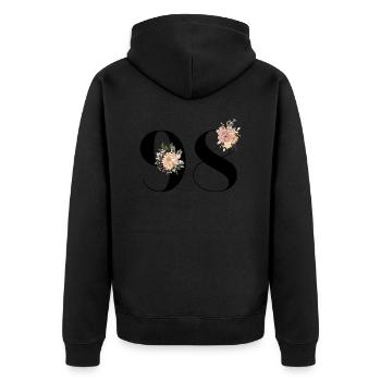 98th Anniversary Flowers (Gift of 98 years) - Unisex Premium Organic Zip Hoodie - black - Back - Nico (187cm)