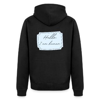 I am human | Idée cadeau naissance drôle - Veste à capuche bio Premium Unisexe - noir - Dos - Nico (187cm)