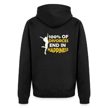 100% Of Divorces End In Happiness Divorcee Women - Unisex Premium Organic Zip Hoodie - black - Back - Nico (187cm)