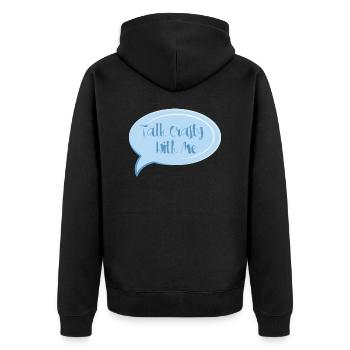 Sprich schlau mit mir - Unisex Premium Bio Zip Hoodie - Schwarz - Hinten - Nico (187cm)