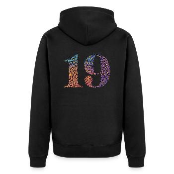 19th Birthday Leopard - Unisex Premium Organic Zip Hoodie - black - Back - Nico (187cm)