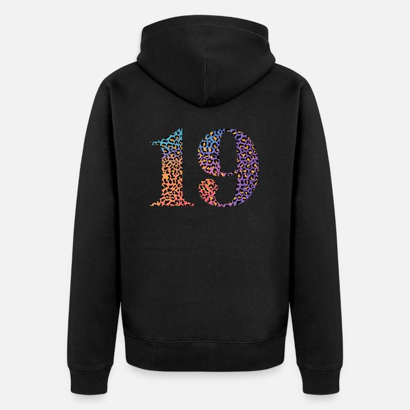 19e anniversaire léopard - Veste à capuche bio Premium Unisexe - noir