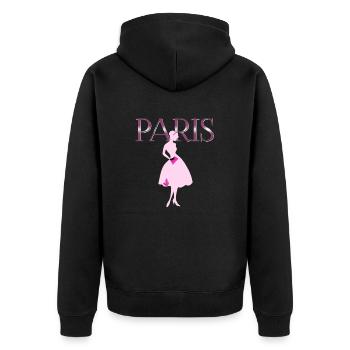Paris haute couture fashion drawing lady - Unisex Premium Organic Zip Hoodie - black - Back - Nico (187cm)