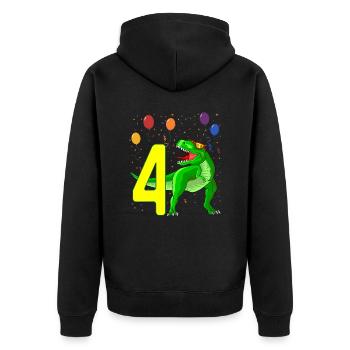 4th birthday dinosaur 4 years old - Unisex Premium Organic Zip Hoodie - black - Back - Nico (187cm)