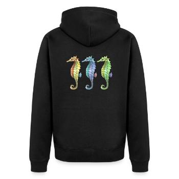 Hippocampes - Veste à capuche bio Premium Unisexe - noir - Dos - Nico (187cm)