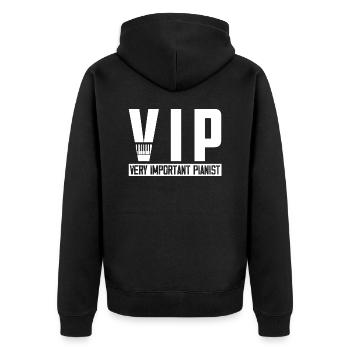 The Bacon Of Music Piano Musician - Unisex Premium Bio Zip Hoodie - Schwarz - Hinten - Nico (187cm)