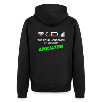 The Four Horseman of the Modern Apocalypse - Unisex Premium Bio Zip Hoodie - Schwarz - Hinten - Nico (187cm)