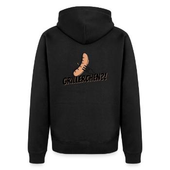 Grillerchen?! - Unisex Premium Bio Zip Hoodie - Schwarz - Hinten - Nico (187cm)