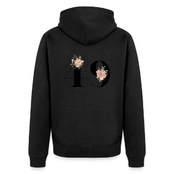 Blumen zum 49-jährigen Jubiläum (Geschenk von 49 Jahren) - Unisex Premium Bio Zip Hoodie - Schwarz - Hinten - Nico (187cm)
