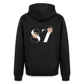 87th Anniversary Flowers (Gift of 87 years) - Unisex Premium Organic Zip Hoodie - black - Back - Nico (187cm)