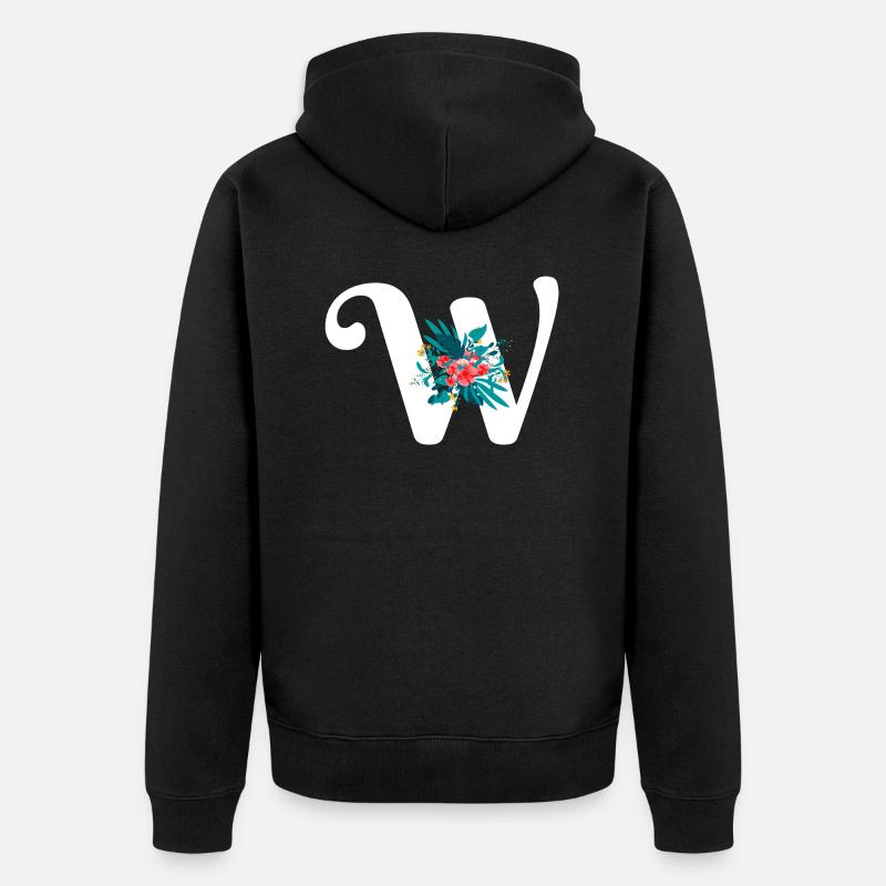 lettre W fleuris - Veste à capuche bio Premium Unisexe - noir