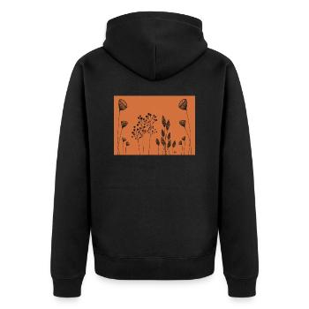 Fleurs fines dessinant orange noir - Veste à capuche bio Premium Unisexe - noir - Dos - Nico (187cm)