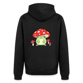 Grenouille au chapeau de champignon - kawaii Frog Cottagecore - Veste à capuche bio Premium Unisexe - noir - Dos - Nico (187cm)