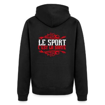 Sport | Le sport c est la Santé - Veste à capuche bio Premium Unisexe - noir - Dos - Nico (187cm)