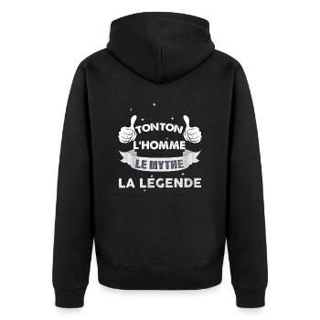 Uncle the man Humor idea Gift Toton Legend - Unisex Premium Organic Zip Hoodie - black - Back - Nico (187cm)