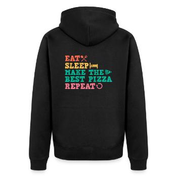 Pizzabäcker Pizzaliebhaber Pizza Geschenk - Unisex Premium Bio Zip Hoodie - Schwarz - Hinten - Nico (187cm)
