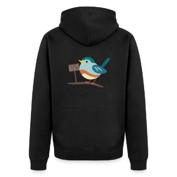 Dicker Vogel - Unisex Premium Bio Zip Hoodie - Schwarz - Hinten - Nico (187cm)