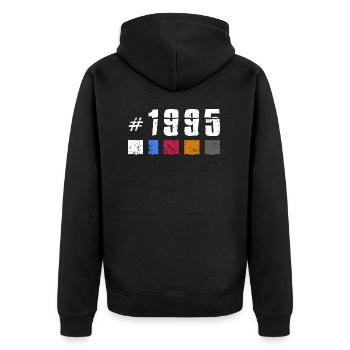 1995 Vintage Birthday Retro Anniversary "New Tibet" - Unisex Premium Organic Zip Hoodie - black - Back - Nico (187cm)