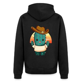 Cactus cowboy kawaii au coucher du soleil - Veste à capuche bio Premium Unisexe - noir - Dos - Nico (187cm)