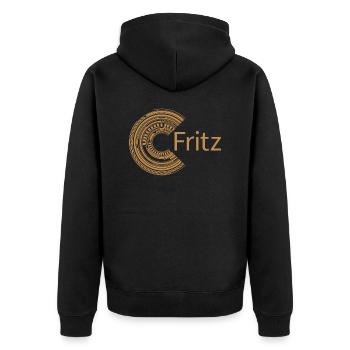 Für Fritz - Unisex Premium Bio Zip Hoodie - Schwarz - Hinten - Nico (187cm)