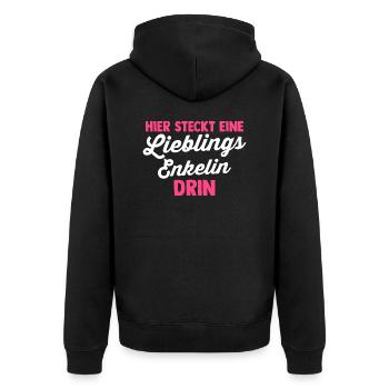 Enkelin - Unisex Premium Bio Zip Hoodie - Schwarz - Hinten - Nico (187cm)