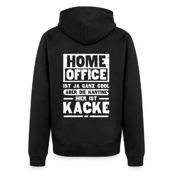 Team Home Office Kantine Büro Home Office - Unisex Premium Bio Zip Hoodie - Schwarz - Hinten - Nico (187cm)