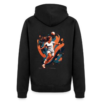 Handballerin Streetwear Ikonischer Style - Unisex Premium Bio Zip Hoodie - Schwarz - Hinten - Nico (187cm)