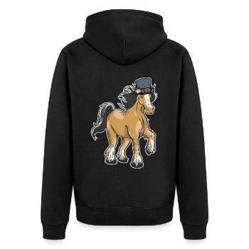 Gebirge Pferd Pferde Alpen Ross Tirol Tiroler - Unisex Premium Bio Zip Hoodie - Schwarz - Hinten - Nico (187cm)