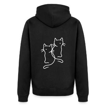 80er 90er Retruo Vintage Katzen Katze Kätzchen - Unisex Premium Bio Zip Hoodie - Schwarz - Hinten - Nico (187cm)