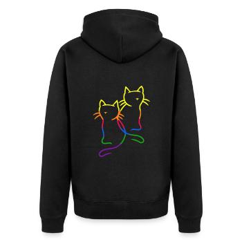 années 80 années 90 Rétro Chats Arc-en-ciel Chat LGBT - Veste à capuche bio Premium Unisexe - noir - Dos - Nico (187cm)
