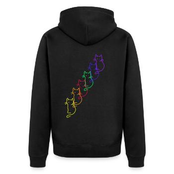 80er 90er Retro LGBT Regenbogen Katzen - Unisex Premium Bio Zip Hoodie - Schwarz - Hinten - Nico (187cm)