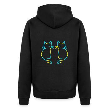 80er 90er Retro Katzen Katze Vintage - Unisex Premium Bio Zip Hoodie - Schwarz - Hinten - Nico (187cm)