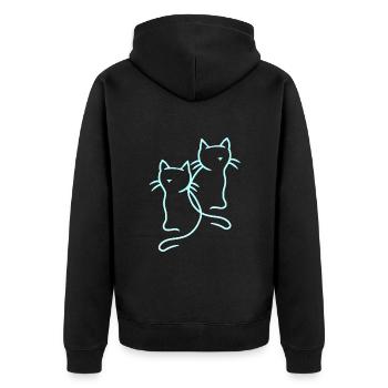 80er 90er Katzen Retro Vintage Katze - Unisex Premium Bio Zip Hoodie - Schwarz - Hinten - Nico (187cm)