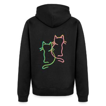 80er 90er Retro Vintage Katzen Katze Kätzchen - Unisex Premium Bio Zip Hoodie - Schwarz - Hinten - Nico (187cm)