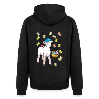 80s Easter Sheep Sheep Easter Eggs Lamb Kids - Unisex Premium Organic Zip Hoodie - black - Back - Nico (187cm)