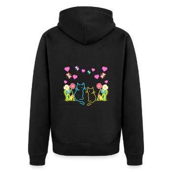 Années 80 Années 90 Chats Chat Été Vintage Enfants - Veste à capuche bio Premium Unisexe - noir - Dos - Nico (187cm)
