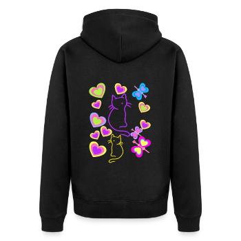 Old School Cats Cat 80s Retro Kids Child - Unisex Premium Organic Zip Hoodie - black - Back - Nico (187cm)