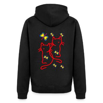 Années 80 Années 90 Chats Enfants Enfant - Veste à capuche bio Premium Unisexe - noir - Dos - Nico (187cm)