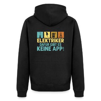 Elektriker Dafür gibt es keine App! Elektroniker - Unisex Premium Bio Zip Hoodie - Schwarz - Hinten - Nico (187cm)