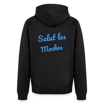 salut moches femme humour phrases drôles - Veste à capuche bio Premium Unisexe - noir - Dos - Nico (187cm)