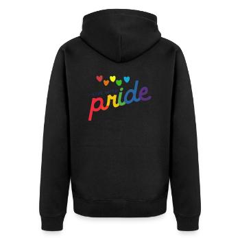 living with Pride - Unisex Premium Organic Zip Hoodie - black - Back - Nico (187cm)