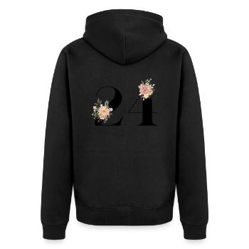 Blumen zum 24-jährigen Jubiläum (Geschenk von 24 Jahren) - Unisex Premium Bio Zip Hoodie - Schwarz - Hinten - Nico (187cm)