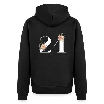Blumen zum 24-jährigen Jubiläum (Geschenk von 24 Jahren) - Unisex Premium Bio Zip Hoodie - Schwarz - Hinten - Nico (187cm)