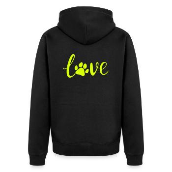 Love Hunde Pfote - Unisex Premium Bio Zip Hoodie - Schwarz - Hinten - Nico (187cm)