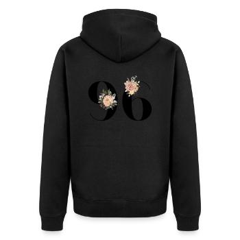 96th Anniversary Flowers (Gift of 96 years) - Unisex Premium Organic Zip Hoodie - black - Back - Nico (187cm)