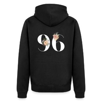 96th Anniversary Flowers (Gift of 96 years) - Unisex Premium Organic Zip Hoodie - black - Back - Nico (187cm)