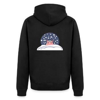 schnee hippo nilpferd weihnachten winter santa - Unisex Premium Bio Zip Hoodie - Schwarz - Hinten - Nico (187cm)
