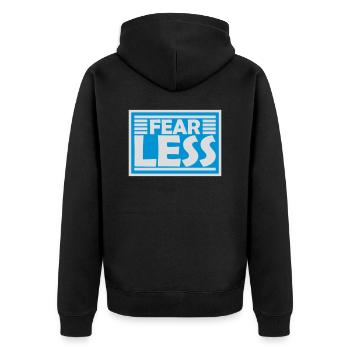 fearless Text Quote Design - Unisex Premium Organic Zip Hoodie - black - Back - Nico (187cm)