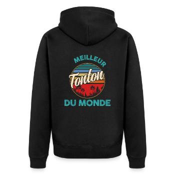 Meilleur Tonton du monde Citation Cadeau Homme - Veste à capuche bio Premium Unisexe - noir - Dos - Nico (187cm)